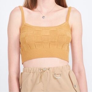 Emory Park Yellow Knit Cropped Tank Top
